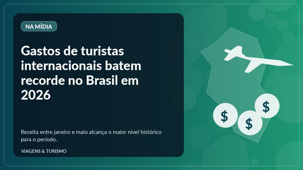 Ilustração editorial sobre gastos de turistas internacionais no Brasil