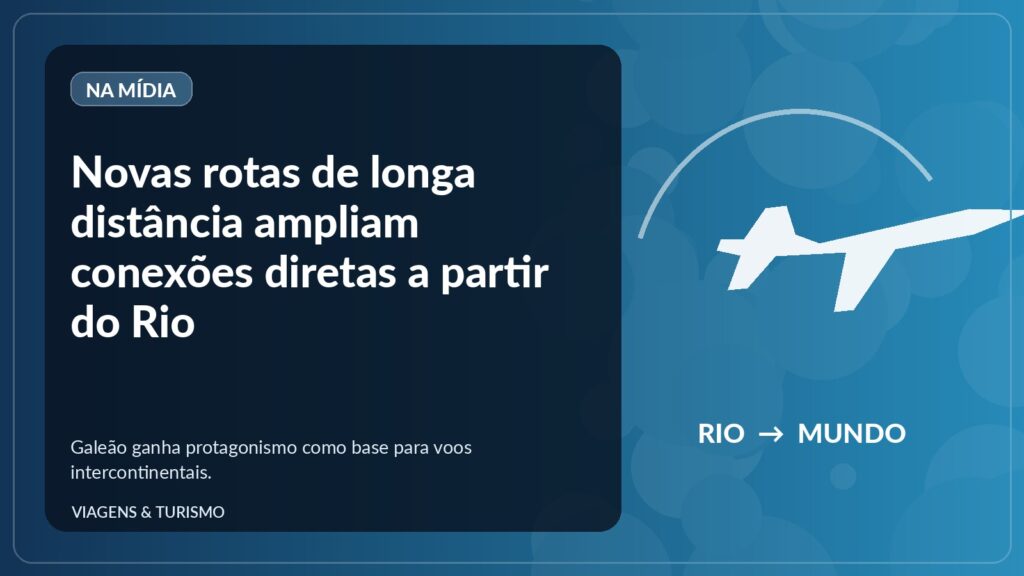 Avião de longo curso sobre rota internacional partindo do Rio de Janeiro