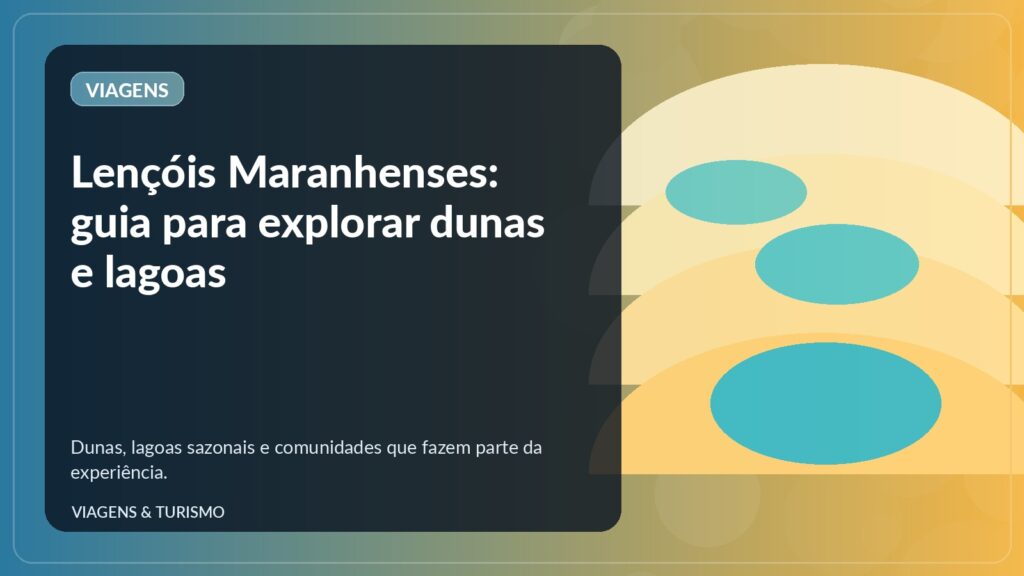 Ilustração de dunas brancas e lagoas azuis nos Lençóis Maranhenses