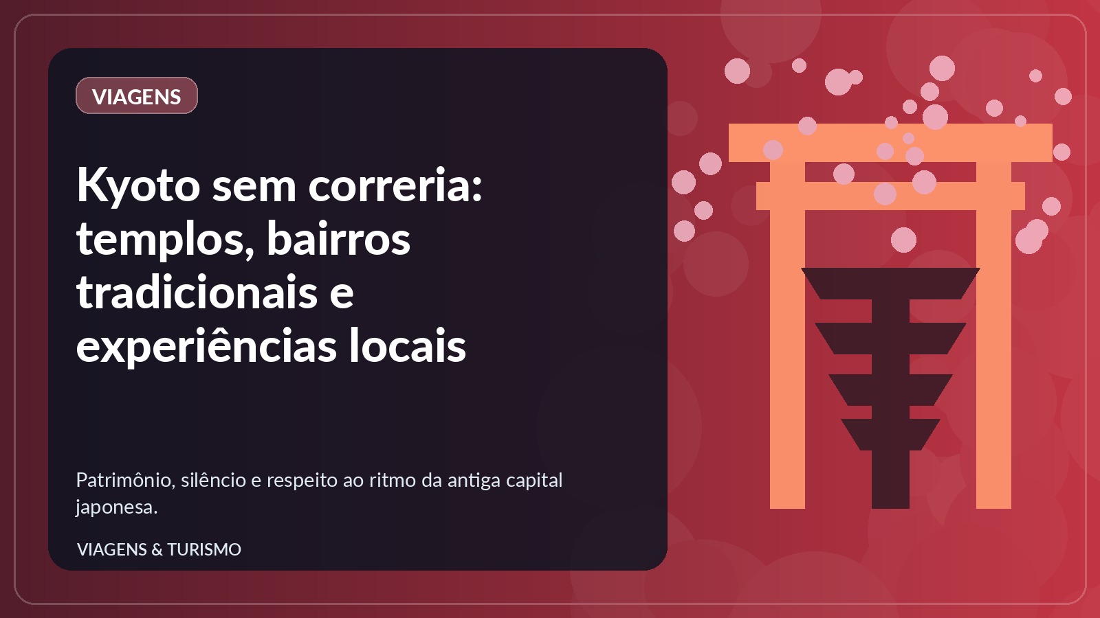 Ilustração de torii, pagode e flores de cerejeira em Kyoto