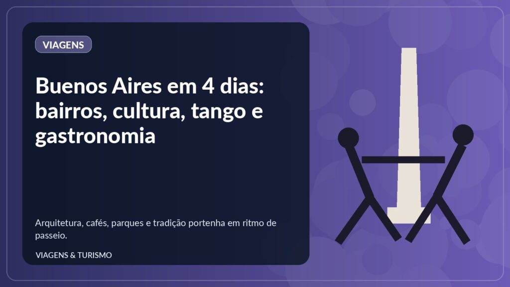 Ilustração do Obelisco e casal dançando tango em Buenos Aires